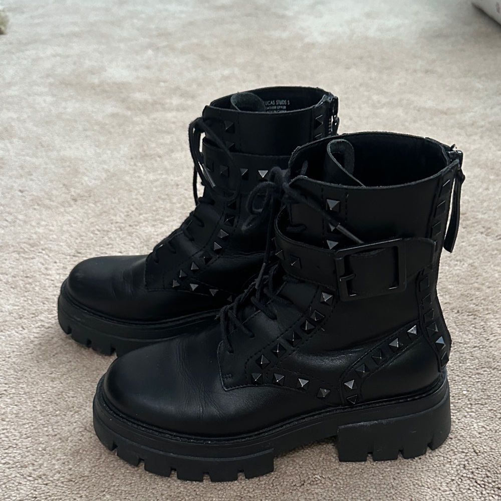 Black Studded Combat Boots